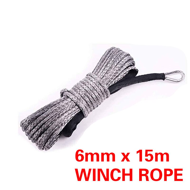 Winch Rope String Line Cable with Sheath Gray Synthetic Towing Rope 15m 7700LBs Car Wash Maintenance String for ATV UTV Off-Road: C