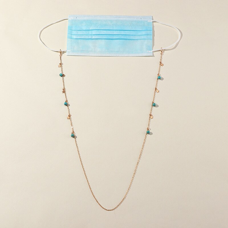 Farverige perler tegneserie bogstaver maske kæde halskæde til kvinder multifunktion anti-mistet rem lanyard briller kæde smykker: 4