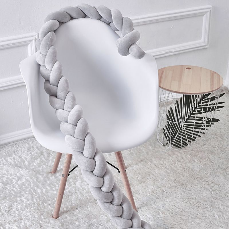 Gevlochten Wieg Bumper Geknoopt Gevlochten Pluche Babybedje Bumper Pasgeboren Kid Bed Slaap Bumper Nursery Cradle Decor Kussen