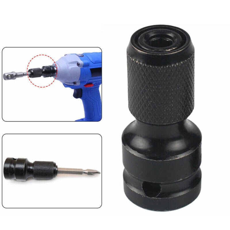 1 stk topnøgle topnøgle adapter skruenøgle sæt drev konverter slagværktøj 1/2 tommer kvadratisk  to 1/4 tommer unbrakonøgle