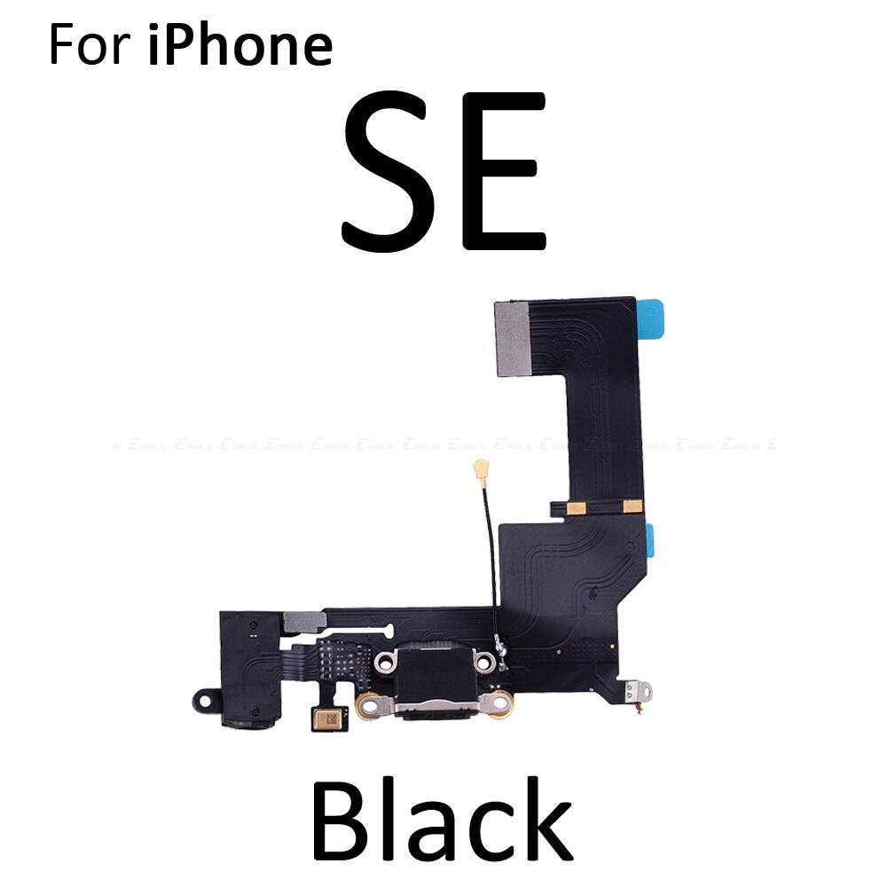 Charger Charging Port Dock Connector Flex Kabel Voor Iphone 4 4S 5 5S 5C Se Met Microfoon Hoofdtelefoon audio Jack Vervanging Deel: For iPhone SE Black