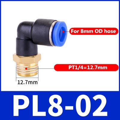 Pl albue 50 stk lot 4-m5 6-m5 lufttilslutning pneumatisk fitting hurtig fittings 1/8 &quot; 1/4 &quot; 3/8 &quot; 1/2 &quot; hantråd skubbes ind: 8-02