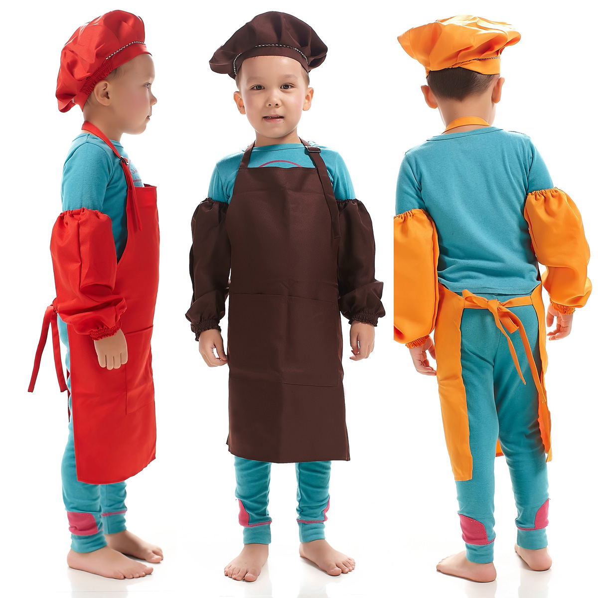 Kinderen Multicolor Koken Kleding Chef Uniform voor Kinderen Keuken Cosplay Halloween Party Kostuum Jongens Meisjes Schort Hoed Manchet