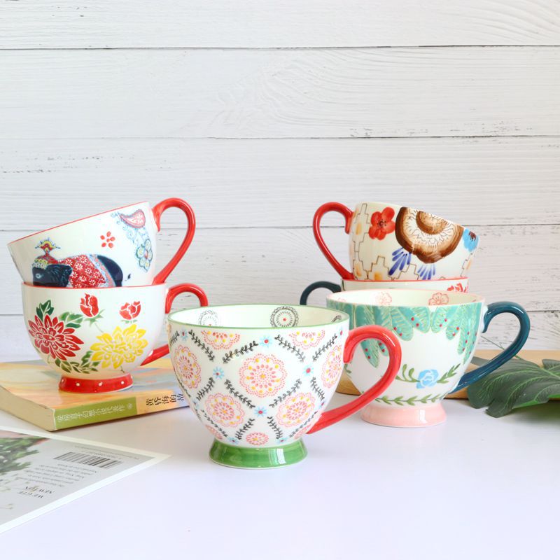 Ceramic Cup Water Cup Embossed Ceramic Cup Breakfast Cup mug