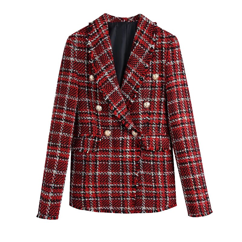 Chaqueta De Tweed Para Mujer - Rosa, Clásica, De Primavera/Otoño, Con Botones, Elegante Para Oficina O Casual
