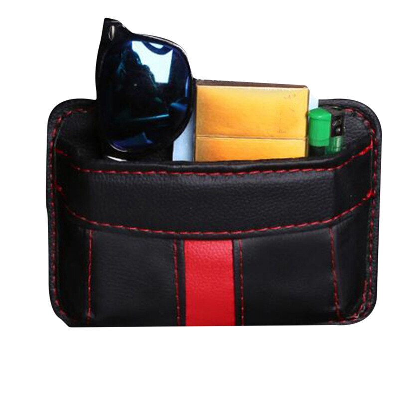 1PC Car Storage Bag Pocket Cage Car Seat Car Door Crack Debris Hanging Mobile Phone Storage Shelf Storage Box: Black red line