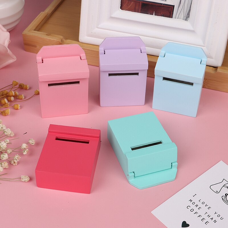 1:12 Mini Hout Brievenbus Mailbox Poppenhuis Miniaturen Accessoire Poppenhuis Kleurrijke Houten Mailbox Miniatuur Diy Pop Meubels