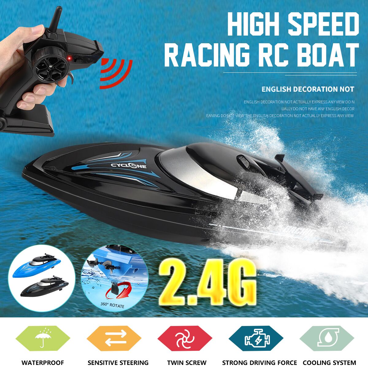 Jjrc 2.4G 48 Km/h Elektrische Racing Rc Boot Afstandsbediening Hoge Snelheid Kids Kind Speelgoed Water Sport radio-Controlled Boot