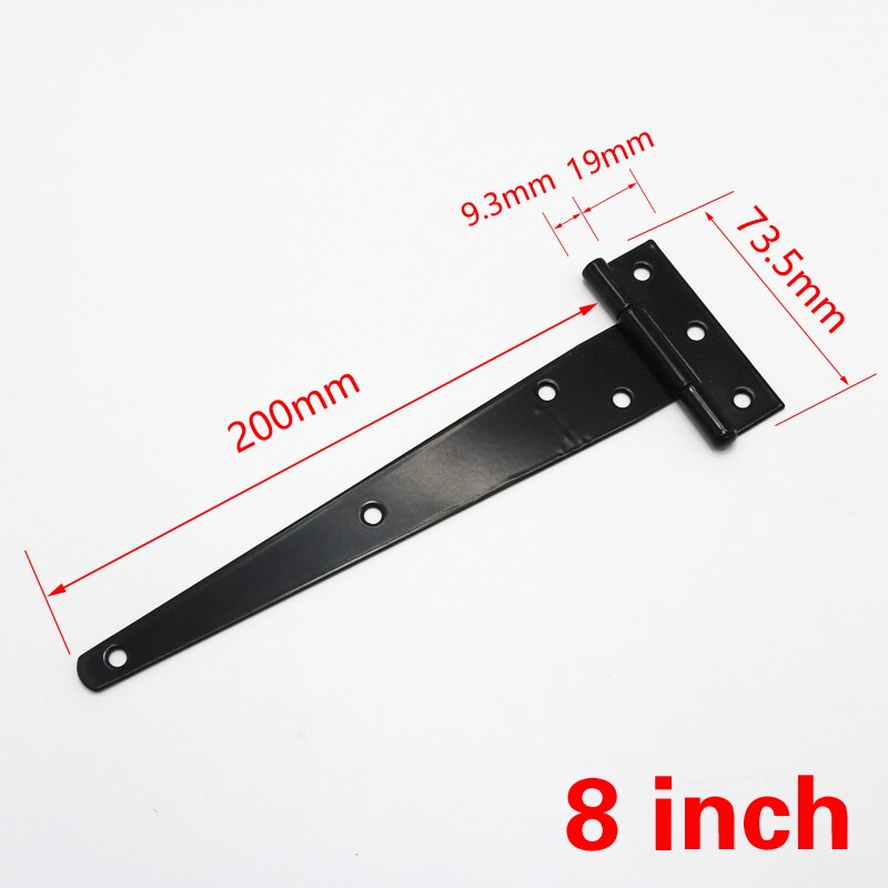 1 Pc 3/4/5/6/8 inch Black Paint T Shape Triangle Hinge Cabinet Shed Wooden Door Gate Hinges Hardware: 8 Inch