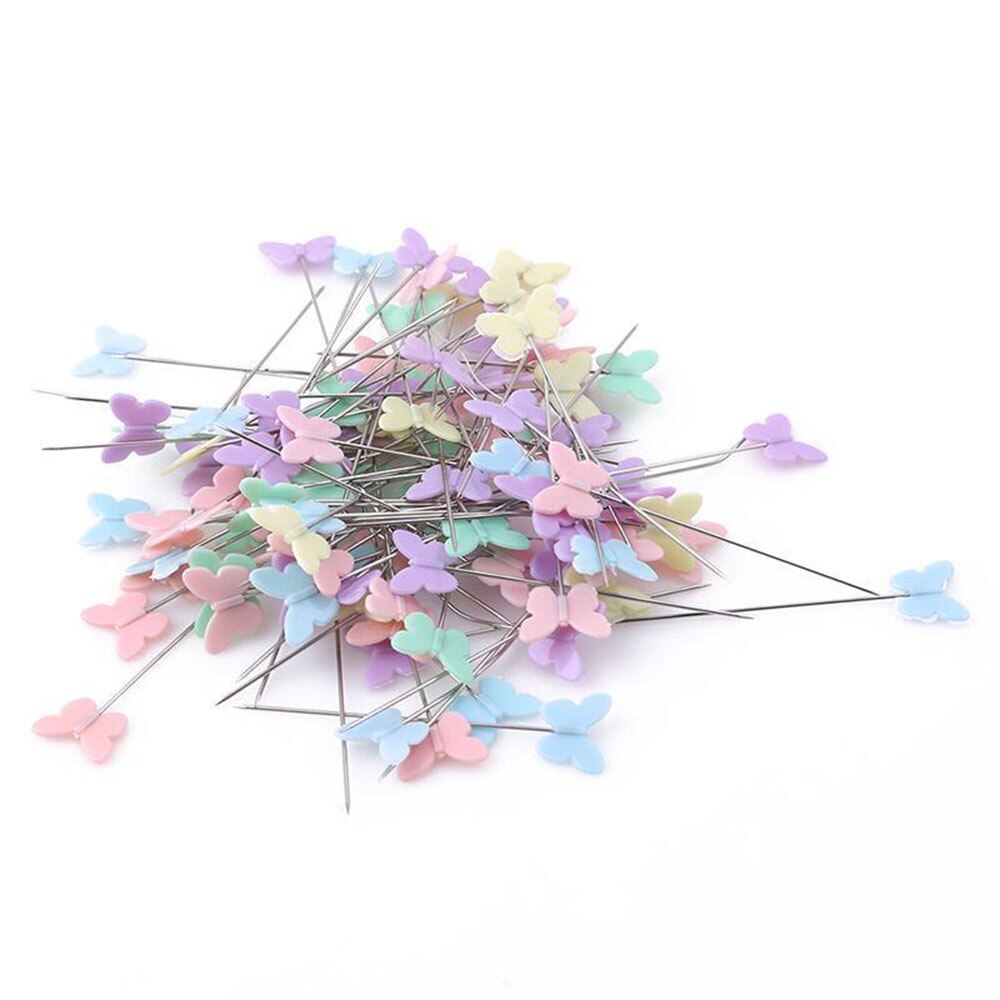 100x Patchwork Pinnen Bloem Vlinder Head Pins Diy Quilten Naaien Accessoires Ambachten Naalden