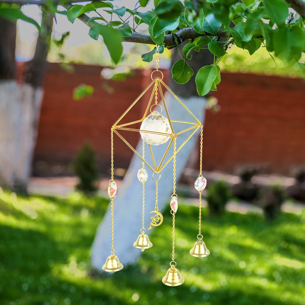 Crystal Wind Chime Star Moon Sun Catchers Prisms Pendant Dream catcher Plated Hanging for Outdoor Indoor Garden Windchimes