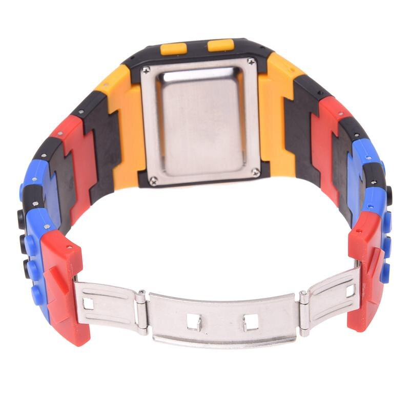 Regenboog Rubber Lcd Digitale Alarm Heren Dames Zwart Case Sport Horloge LED096
