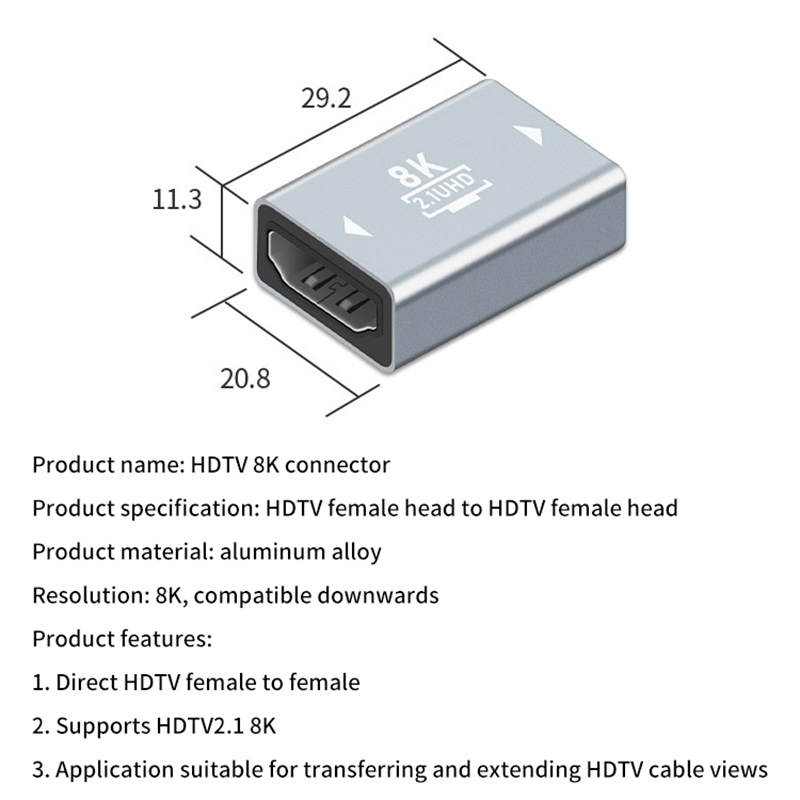 60hz 8k Verlängerung für TV-Kasten HDTV UV00i HDMI-kompatible 2,1 Buchse zu Buchse Adapter Video Kabel Schnitts telle Erweiterung Konverter