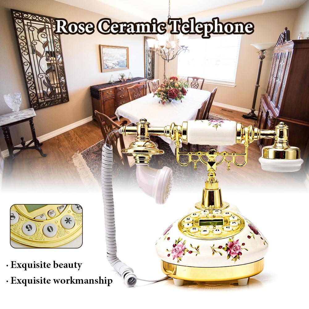 Keramisk europeisk telefon telefon i amerikansk stil fast telefon retro innovativ telefon rose bordstelefon för heminredning #n