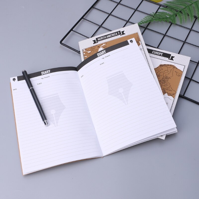 Diario Cuadernos para uso diario Mapa de rasguños ciudad Popular de viaje 8 mapas del mundo diario de viaje decoración personalizada Mapa de rasguños