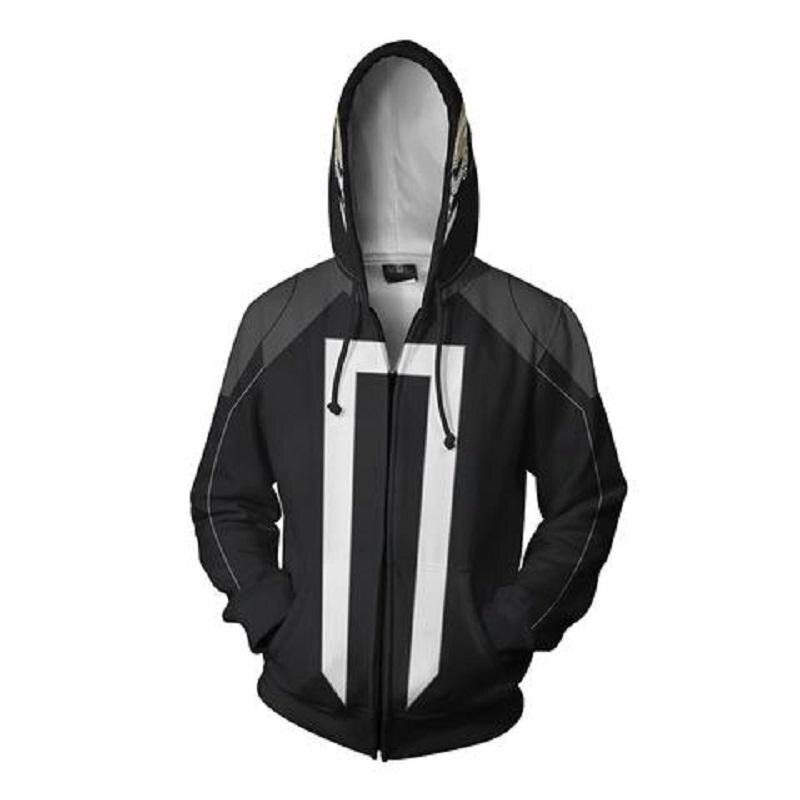 Autumn Winter 3D Print Ghost knight Sweatshirts Hoodies Cosplay Zipper hooded Jacket clothing: XXL