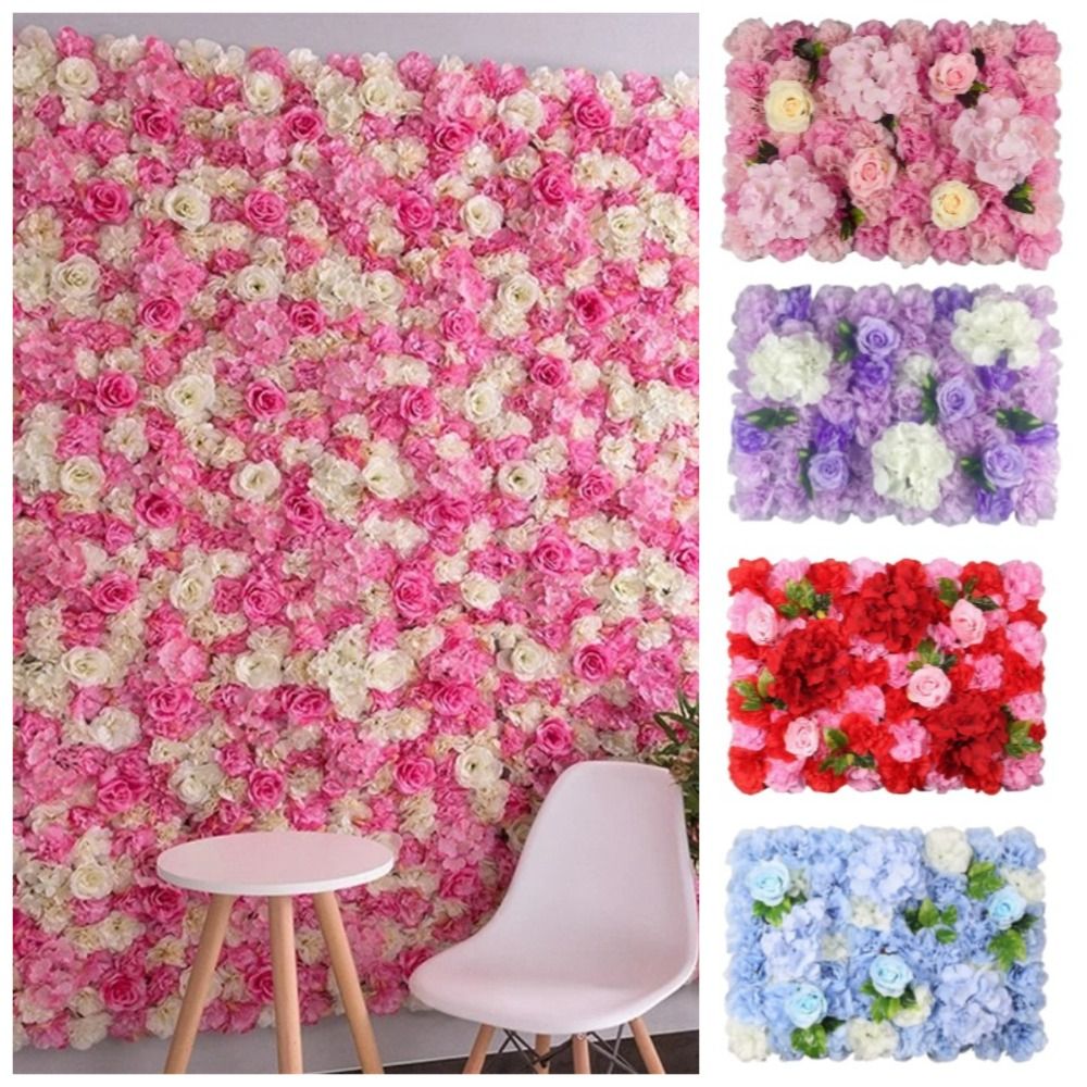 Handgemaakte Kunstbloemen Wandpanelen Realistisch 60x40cm Rozen Bruiloft Achtergrond Romantisch Duurzaam Zijden Rozen Bloemenwand