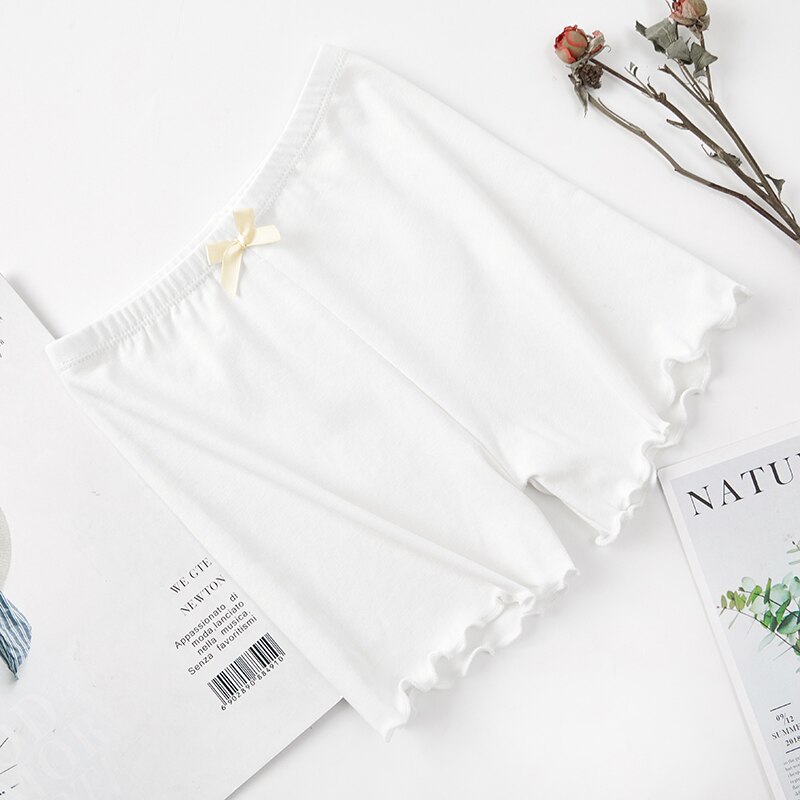 100% Cotton Girls Safety Pants Summer Modal Soft Kids Short Pants Underwear Children Cute Shorts Underpants Ribbed Baby Clothes: White / 140cm
