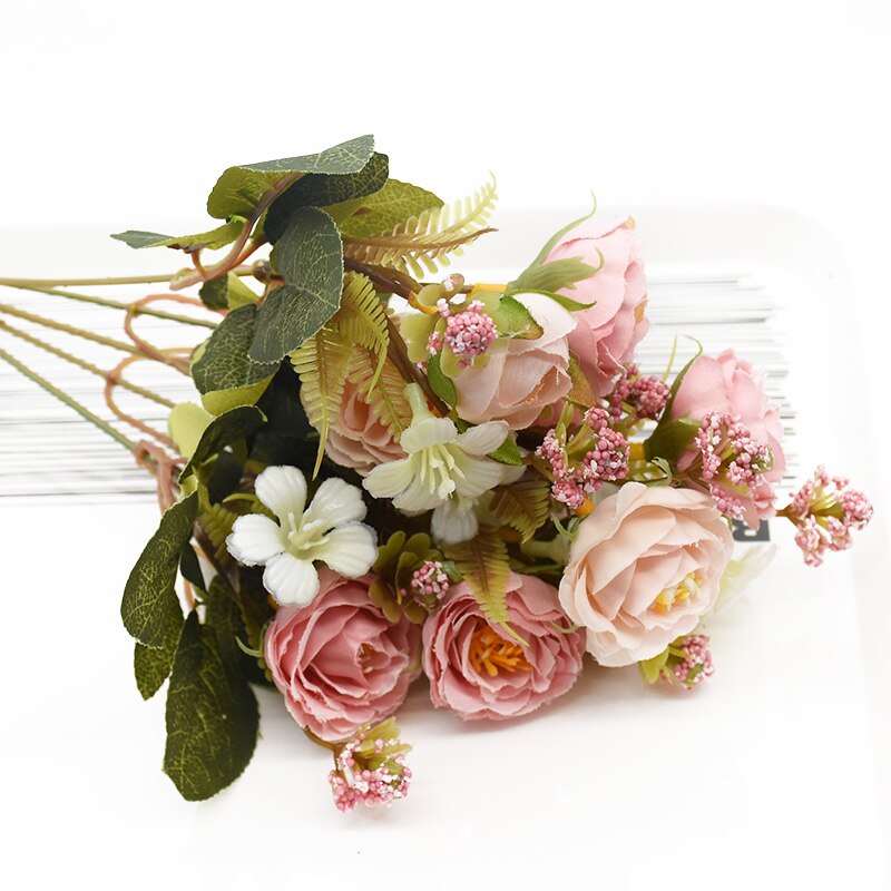 Bouquet de roses artificielles, 5 fourchettes 10 têtes, 1 Bouquet, accessoire de décoration de maison, bricolage, mobilier de salon pour un mariage