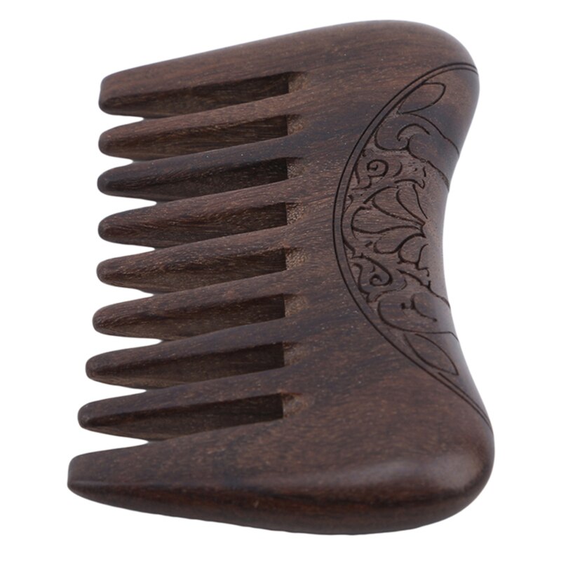 Novo bolso de madeira pente de sândalo ouro natural super largo dente pentes de madeira duplo lado gravado pequenos pentes de cabelo 1pc