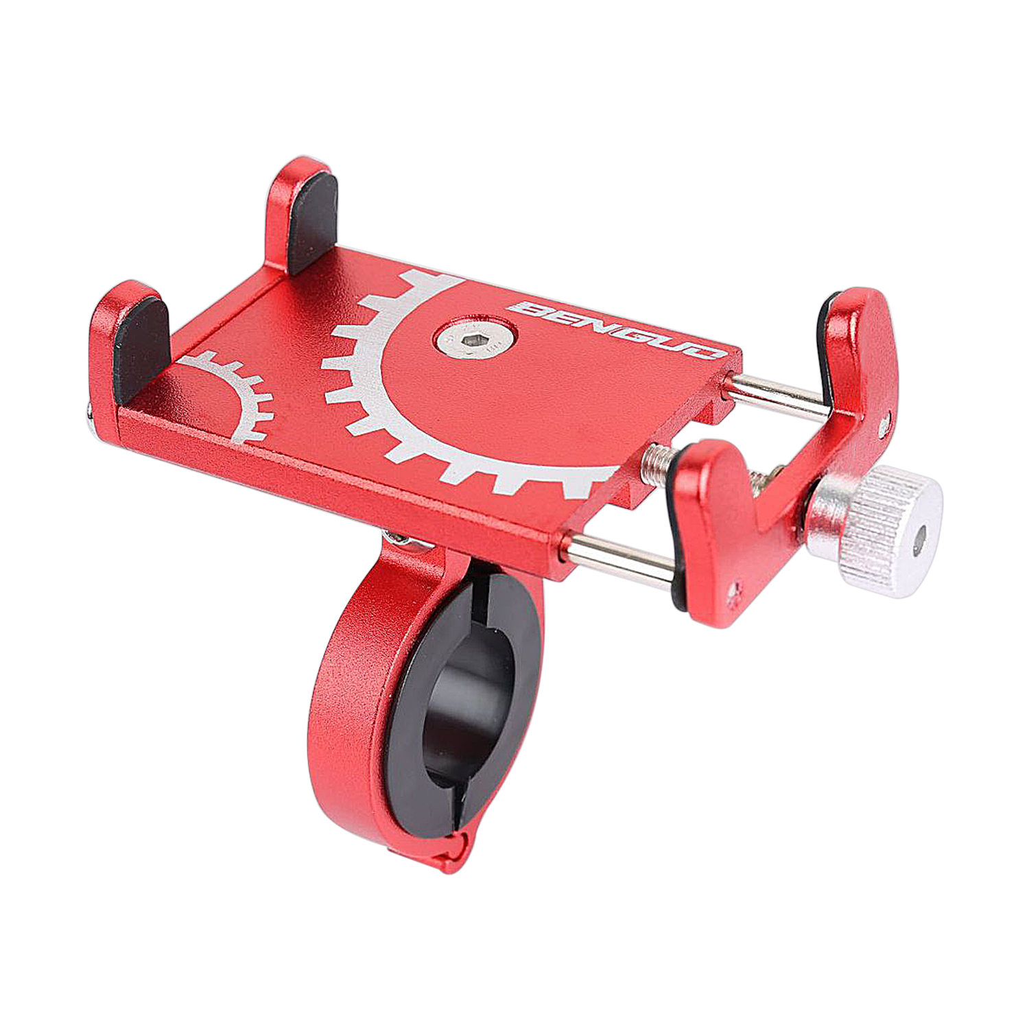 Universele aluminium mobiele telefoonhouder Verstelbare mobiele telefoonhouder Aluminium telefoonclip Fiets Scooteraccessoires: Rood
