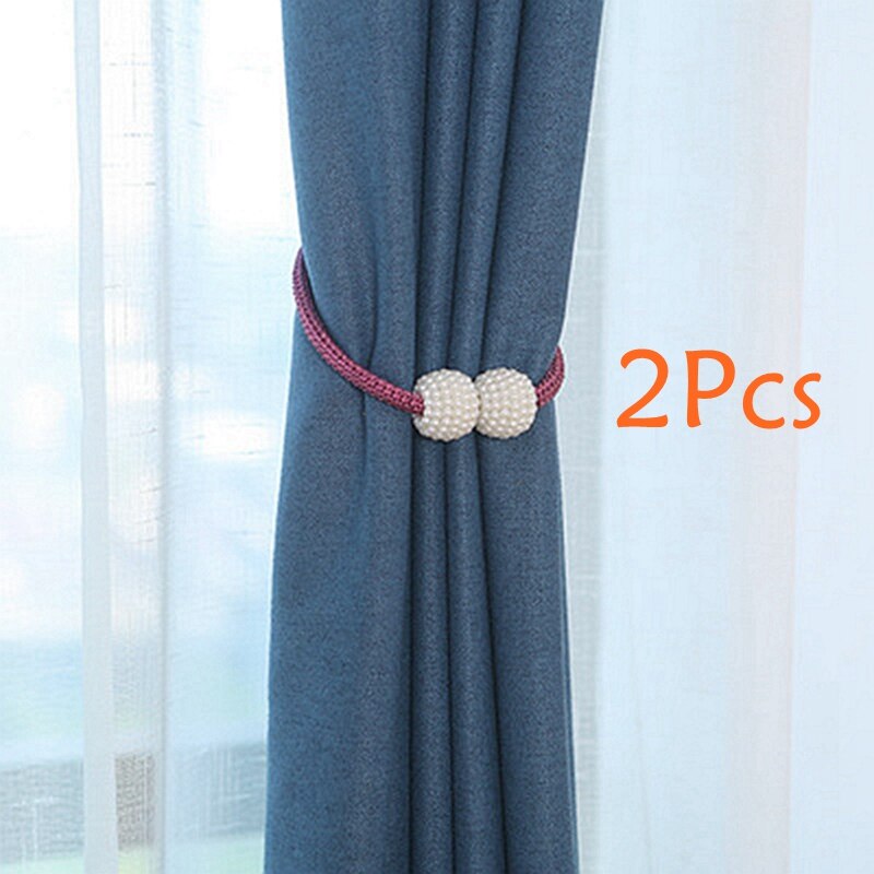 Pinces à rideaux magnétiques 2 pièces, pinces à rideaux, support de rideau, pompon, Clips magnétiques pour embrasses, attaches arrière, accessoires de décoration pour la maison: 2 Pcs Purple