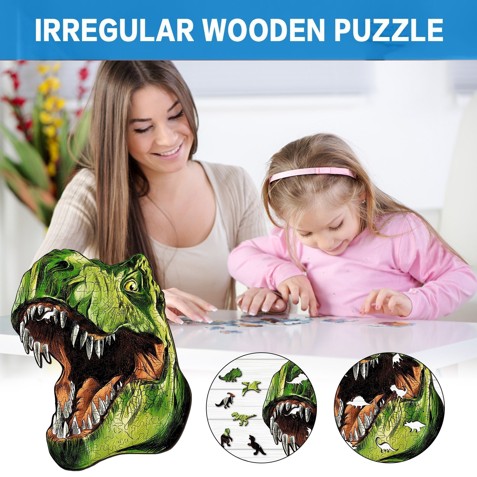 Houten Puzzels Voor Volwassenen Open Mouth Dinosaur Wooden Puzzle Unique Shape Pieces Animal For Adults And Kids Rompecabezas