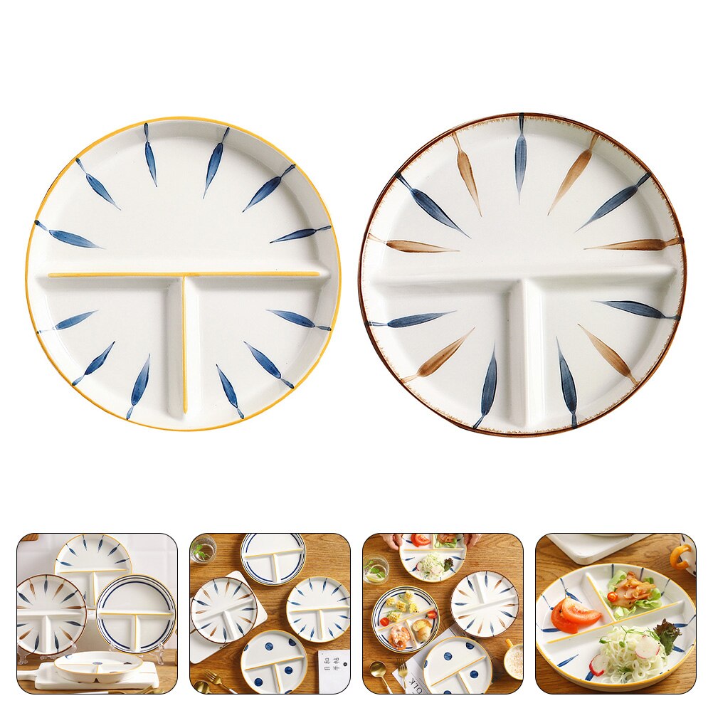 Assiette Compartimentée En Céramique Blanche Pour Adultes Et Enfants - Repas Fractionnés, Snacks, Desserts (23,5 Cm)