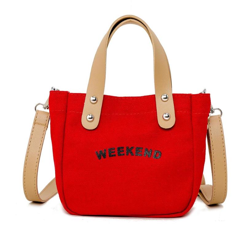 Vrouwen Canvas Afdrukken Messenger Tas Mode Brief Afdrukken Schouder Messenger Handtassen Canvas Vrouwen Crossbody Tas: Rood