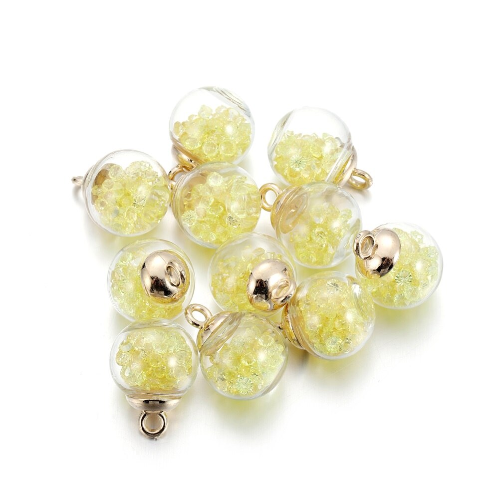 10 Uds. De cuentas de estrella de bola transparente de cristal de 16mm, dijes de lentejuelas, colgante para pulsera, collar, accesorios para hacer joyería DIY: orange