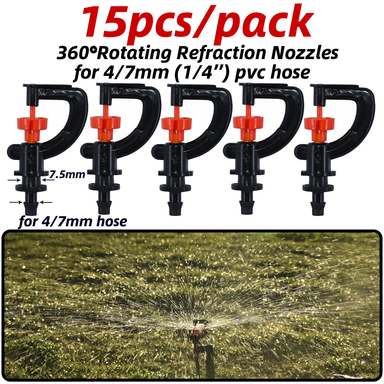 Ugelli regolabili per nebulizzazione di serra con connettore da 1/4 '' per kit sistema di irrigazione da giardino per irrigazione a goccia bonsai di fiori