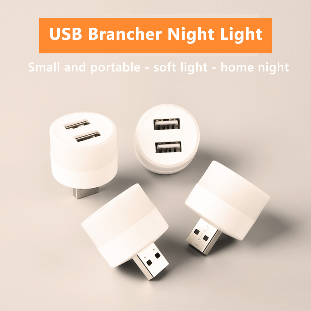 Extensor USB de 1 a 5 piezas con luz LED nocturna, Lámpara decorativa, iluminación de emergencia, PC Universal, luz blanca y amarilla