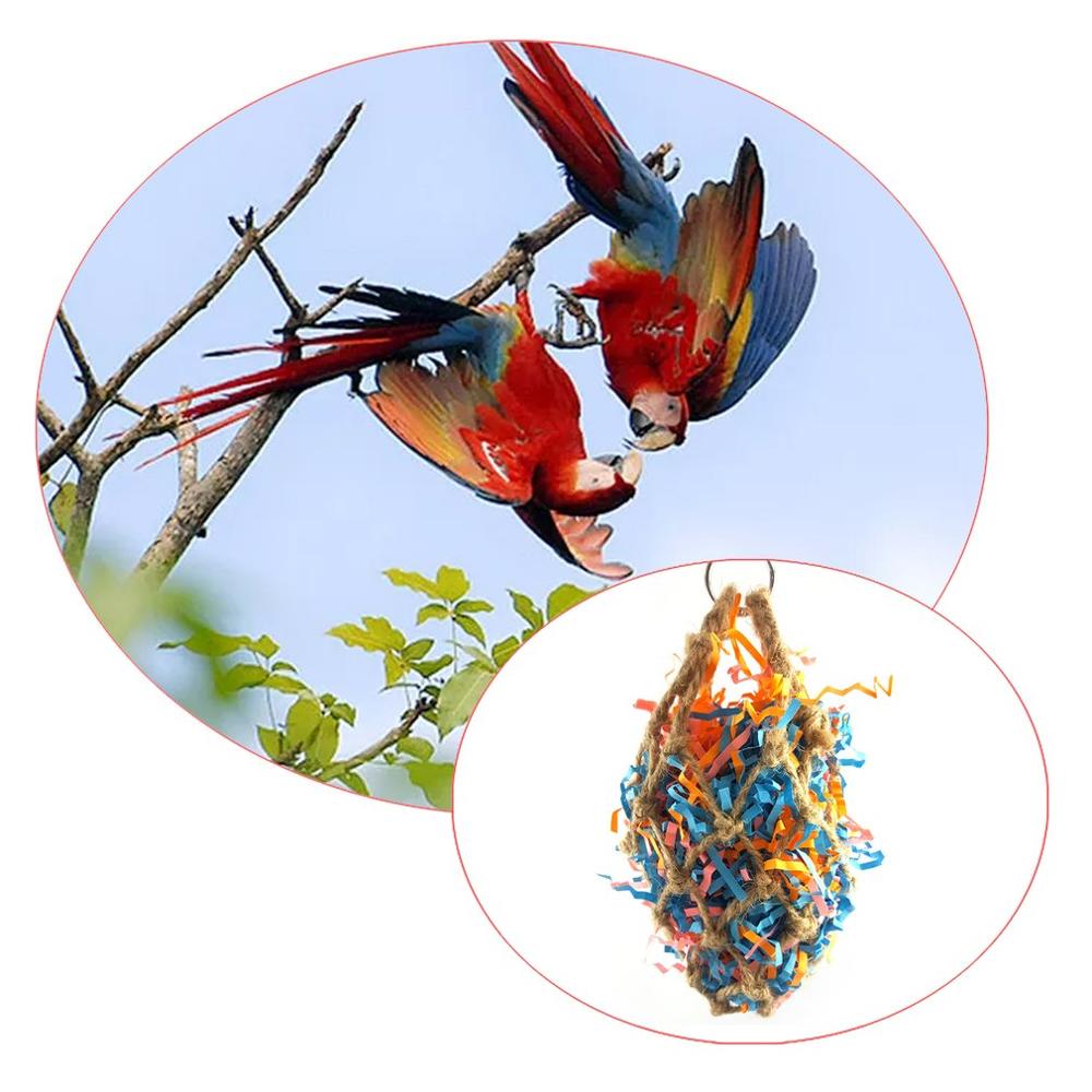 Vogel Spielzeug Papagei Wellensittich Sittich Nymphensittich Conure Lovebird Fink Kanarienvogel Kakadu Jute Papier Streifen Vogel Kauen Haustier Spielzeug Liefert