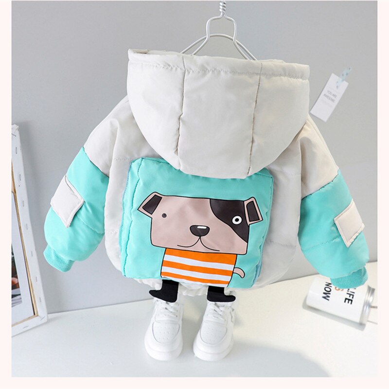 Chaqueta de invierno de dibujos animados de conejo para niños, Abrigo con capucha para niños, niñas, rompevientos, ropa gruesa acolchada de algodón