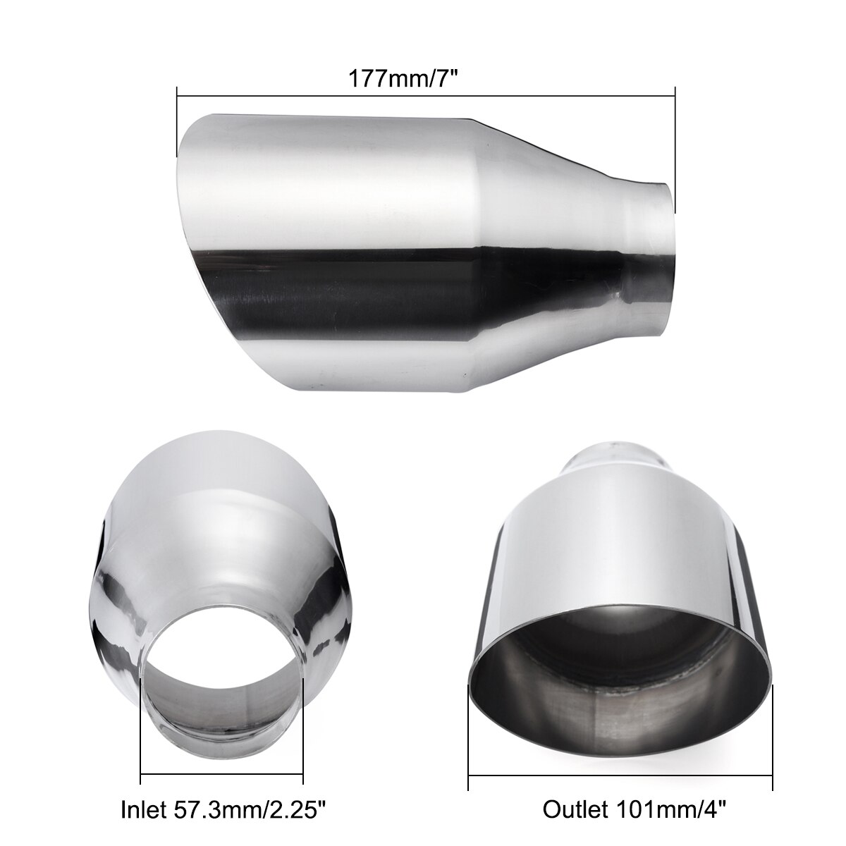 Universele Auto Uitlaat Tip Uitlaatpijp Uitlaat Dual Muur Achter Pijp Staart Buis 57Mm Inlaat 101Mm Outlet