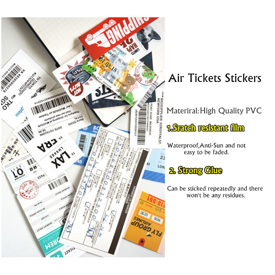 29 stk retro flybilletter klistermærke rejse boarding pass air tickerts klistermærker til mac bog kuffert laptop skateboard telefon bil