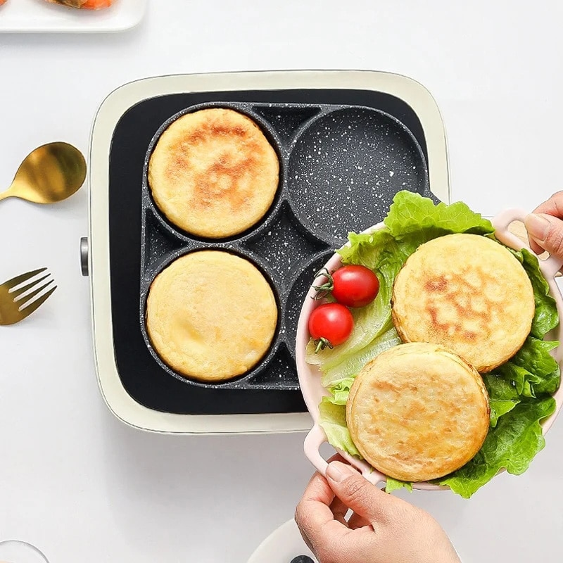 4 Gat Gebakken Ei Burger Pan Non-stick Multipurpose Ei Koekenpan Keuken Gebruiksvoorwerp