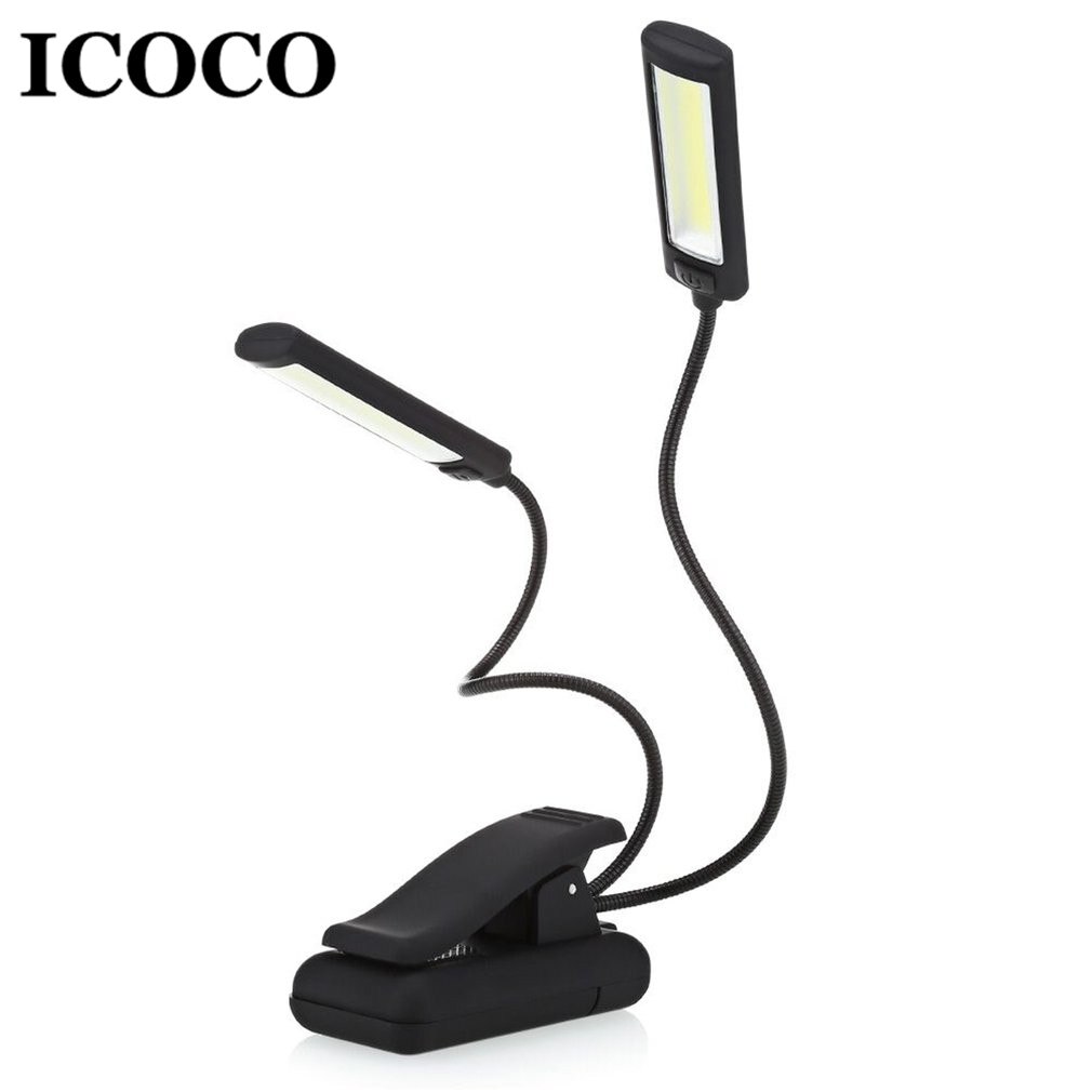 Icoco Draagbare Usb Batterij Clip On Reading Led Lamp 6W Cob Flexibele Arm Starnd Lamp Voor Laptop Netebook Ebook