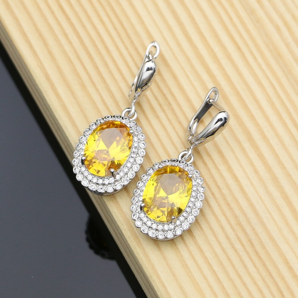 Pendientes colgantes de circonia cúbica para mujer, aretes de plata 925, para , Joyería Moderna: YELLOW