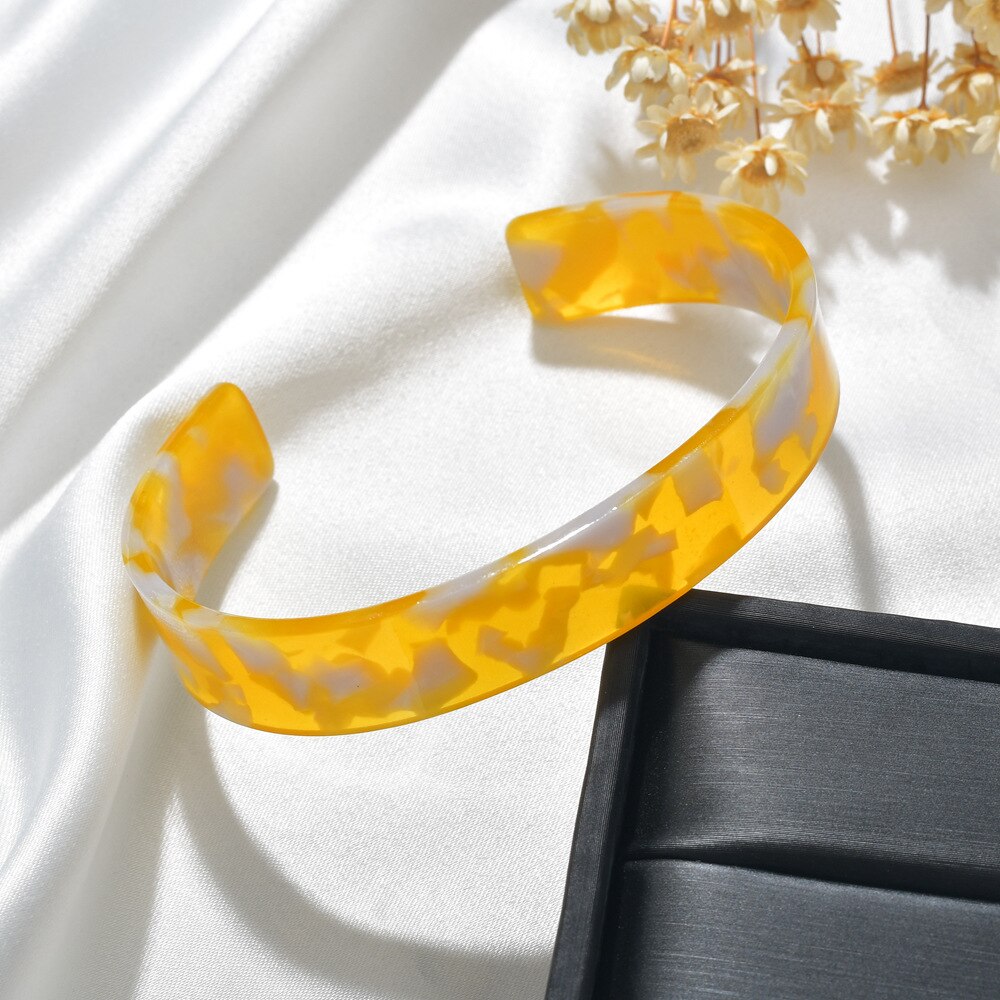 Akryl leopard manchet armringe armbånd til kvinder piger farverige resin manchet armringe 12mm bredde åben armring fest: 04