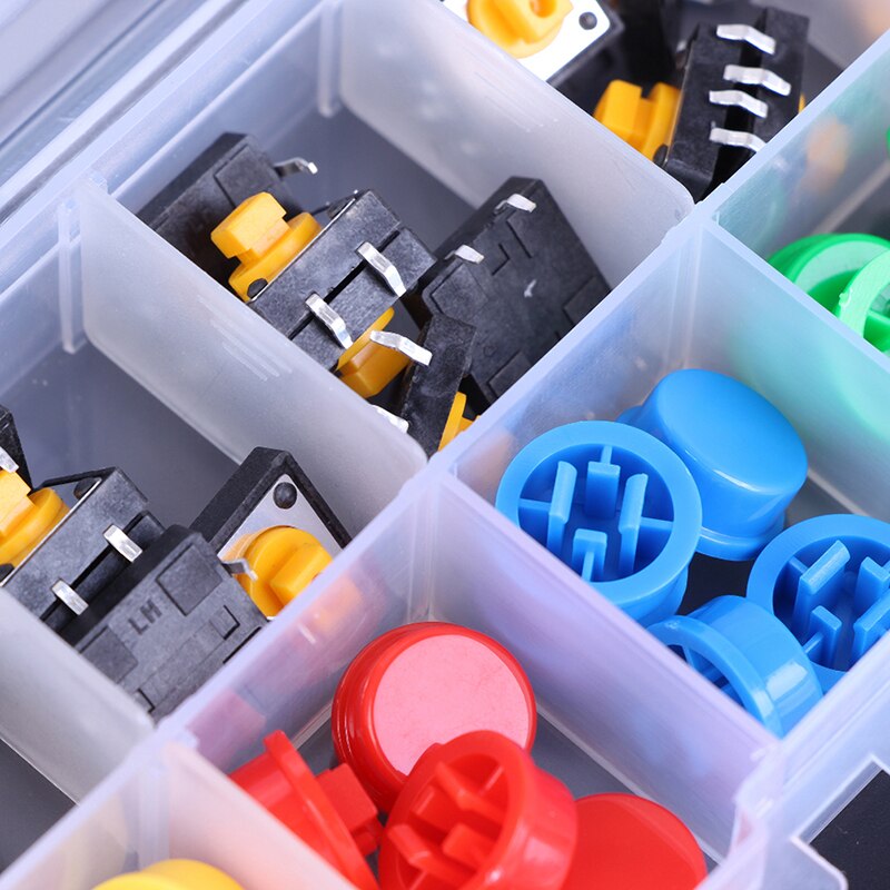 25pcs/pack Smart Electronics Tactile Push Button Switch Momentary Micro Switch Button + Tact Cap 12X12X7.3mm