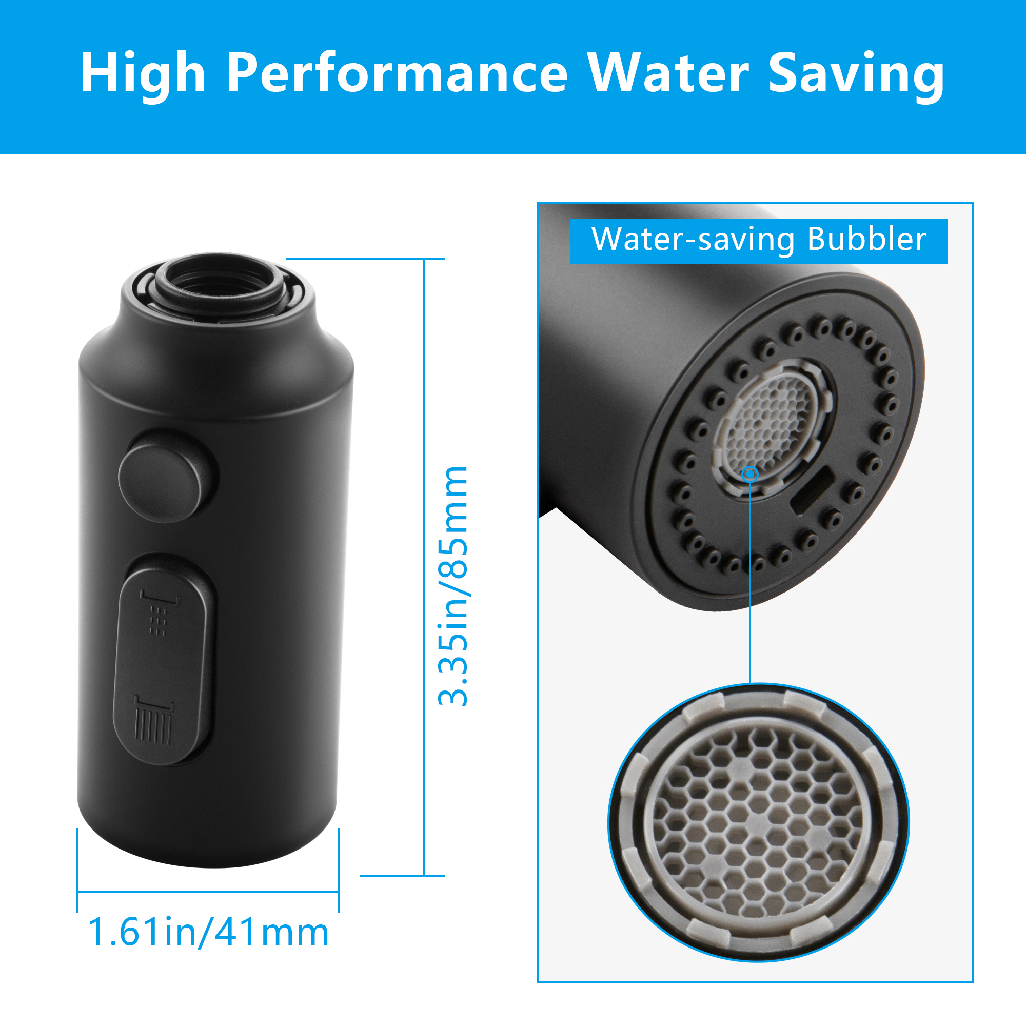 SKOWLL 3-Function Kitchen Sink Spray Nozzle Pull Down Faucet Head Replacement with 9 Adapters, Matte Black