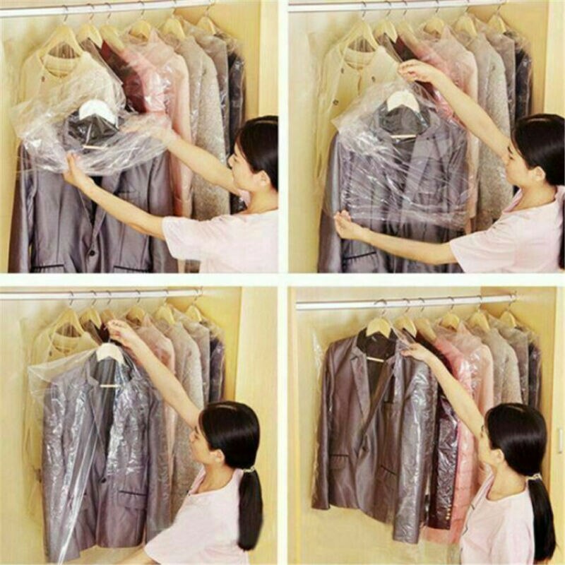 Transparent Clothes Dust Bag 20pcs x Garment Covers Polythene Clear Plastic Dry Cleaner Clothes Bags