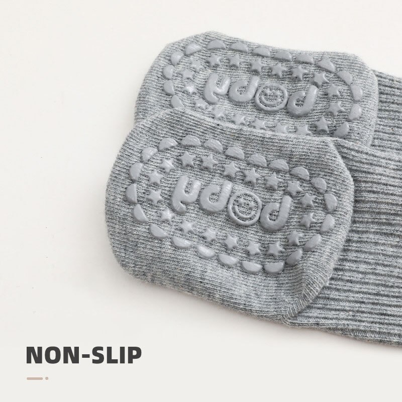Calzini lunghi in cotone con suola antiscivolo inverno autunno tinta unita a righe 0-12 mesi calzini lunghi da bambina calzini da pavimento per interni