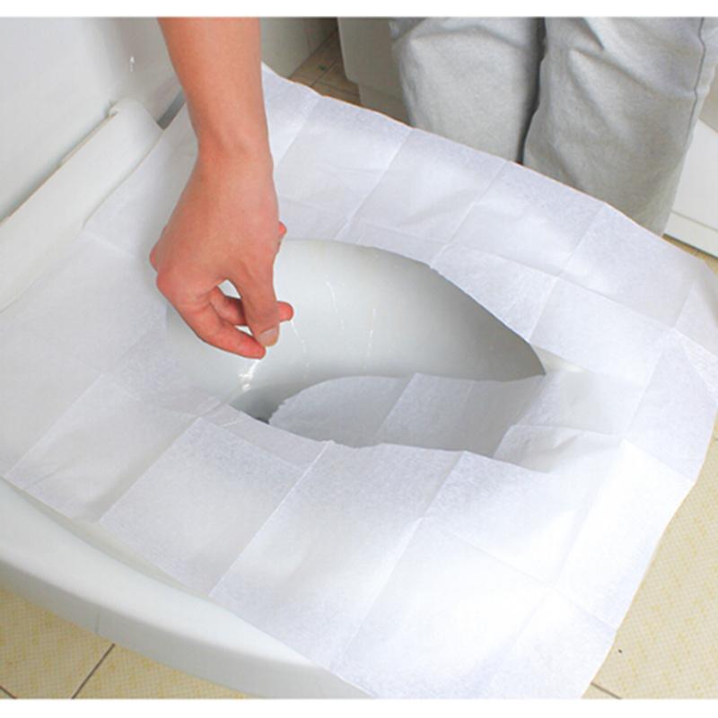 10 unids/set viajes funda desechable para asiento de inodoro wc mat 100% cubierta de papel para inodoro impermeable accesorios de baño
