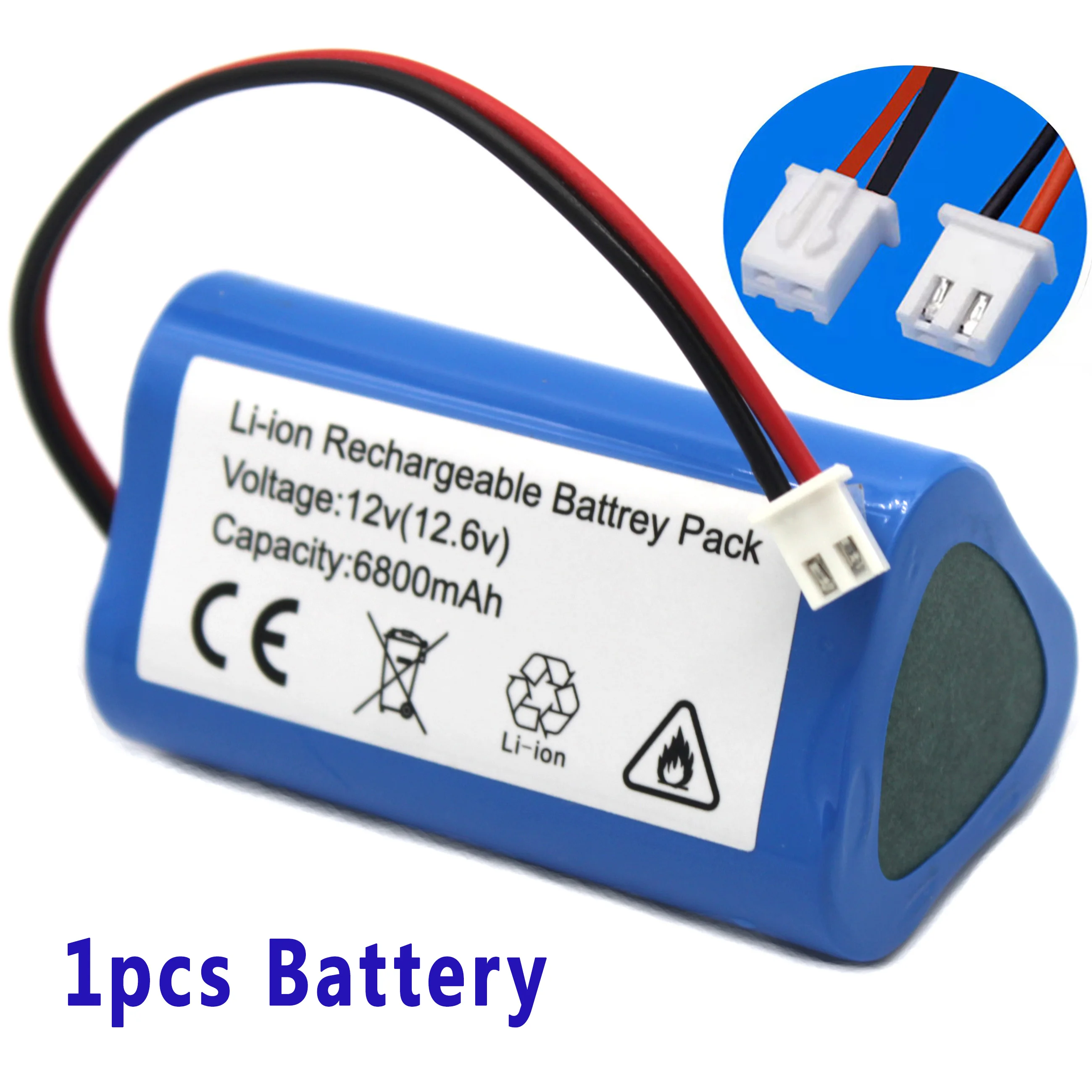 100% New.12V. 3a. 18650 Paquete de bateria de litio muslim. 6800mAh construido en BMS.Bluetooth altavoz linterna.GPS.fascia arma.: WHITE