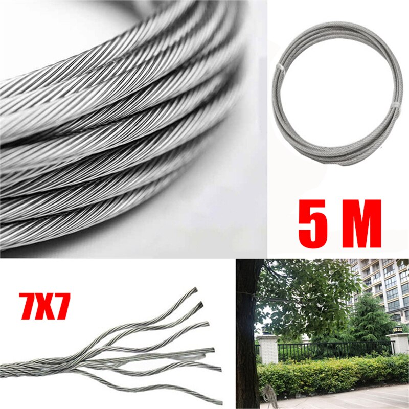 304 Stainless Steel Rustproof Wire Rope Cable 1mm 2mm 3mm 7x7 Plastic Coated Rape Rack Rope Balustrade Fence Clothesline