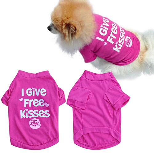 Camiseta informal transpirable con labios de Rosa y Rojo para perro, ropa para cachorros pequeños, primavera y verano, 1 unidad