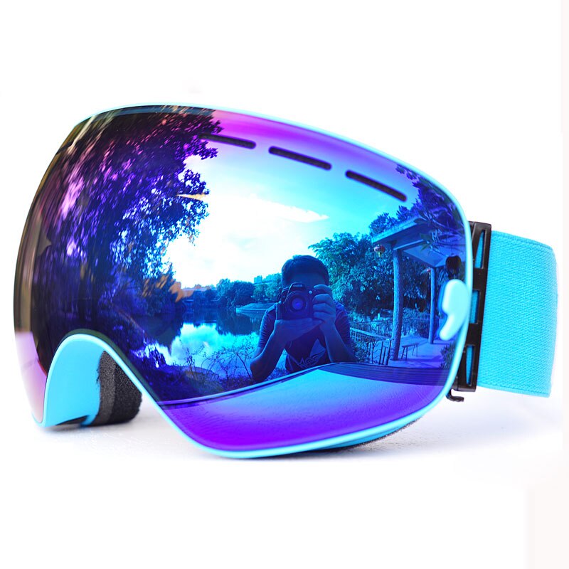 GOG-3100 Doppel schichten UV400 Anti-nebel polarisierte Ski brille für männer frauen große Ski maske gläser für skifahren Helm schnee snowboard: Blau