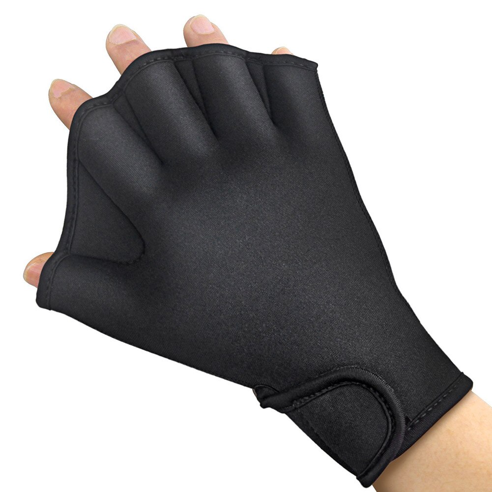 1 Pair Swimming Gloves Aquatic Fitness Water Resistance Aqua Fit Paddle Training Fingerless Gloves DX88